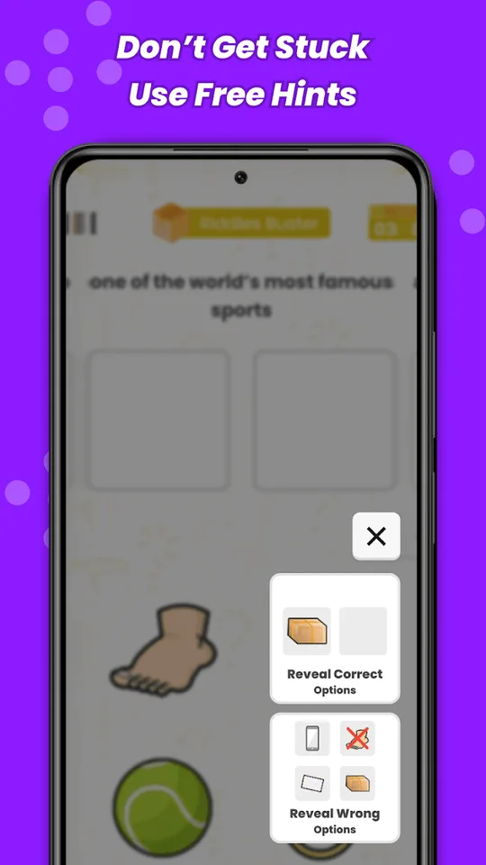 The free hints menu on a phone